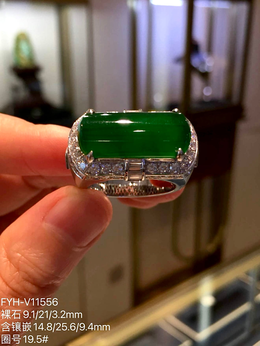High-Ice Lao Keng Imperial Green Jadeite Saddle Ring in 18K Gold & Diamonds