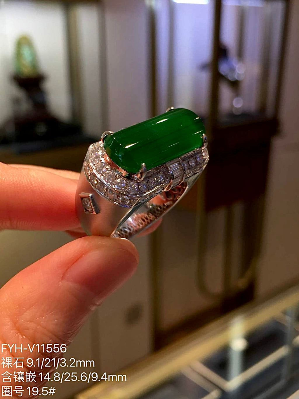 High-Ice Lao Keng Imperial Green Jadeite Saddle Ring in 18K Gold & Diamonds