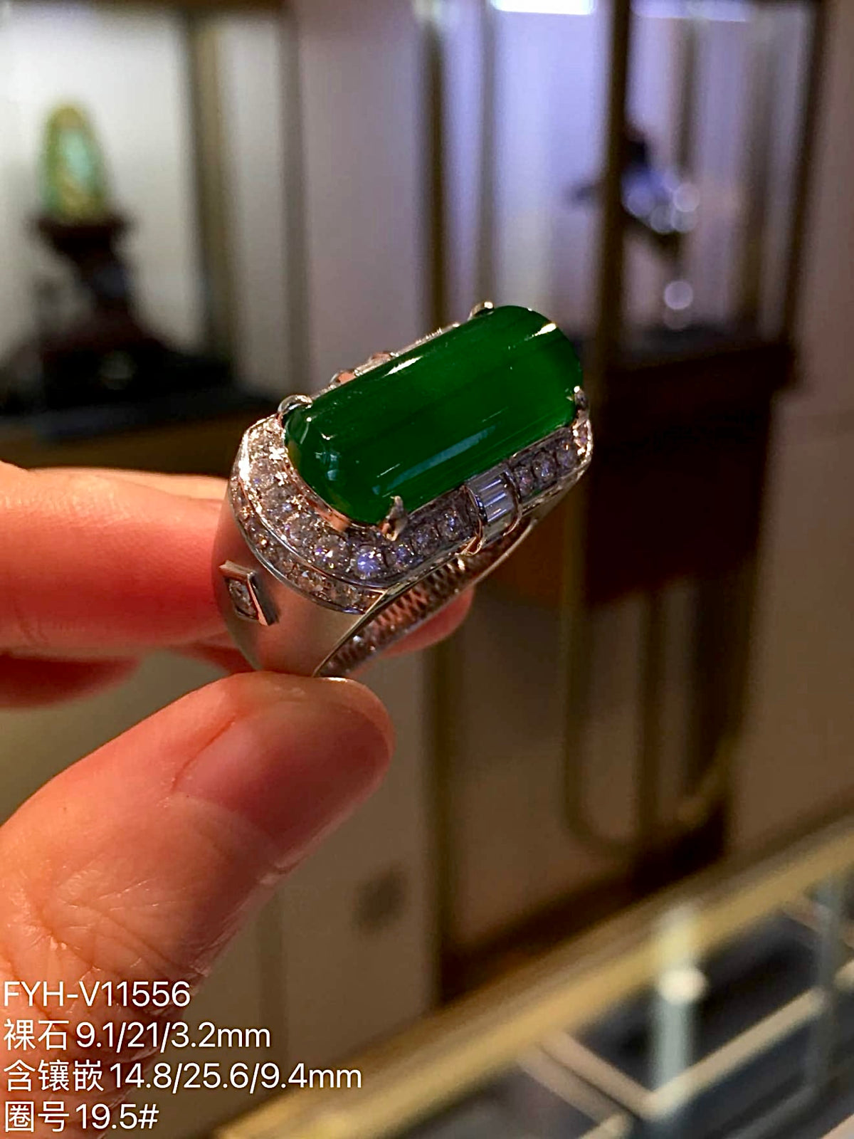 High-Ice Lao Keng Imperial Green Jadeite Saddle Ring in 18K Gold & Diamonds