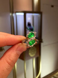 Glass-Type Yang Green Jadeite Double Gourd Ring in 18K Gold & Diamonds