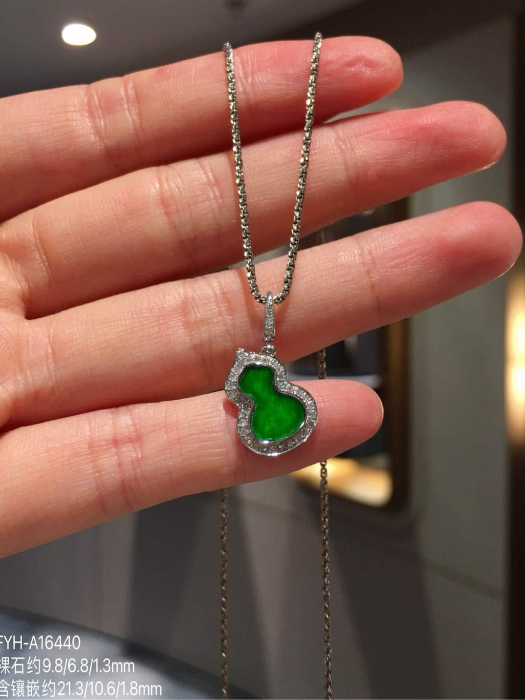 Vivid Green Burmese Jadeite Gourd Pendant