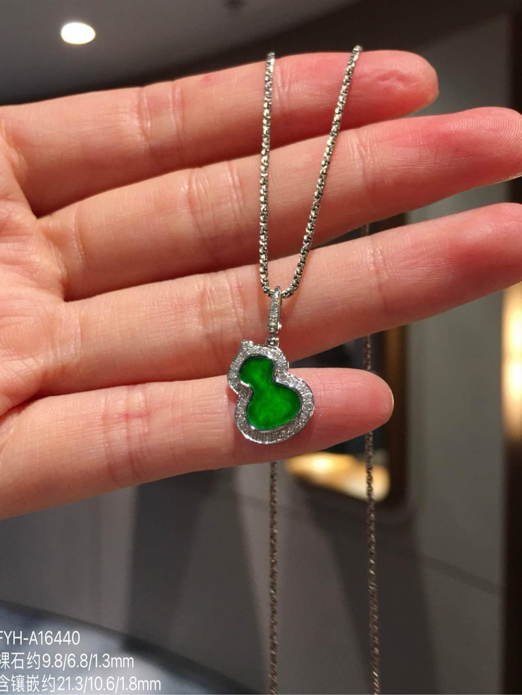 Vivid Green Burmese Jadeite Gourd Pendant