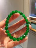 Vivid Green Faceted Burmese Jadeite Bead Bracelet