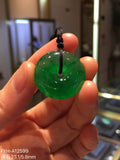 FYH-A12599 imperial green glass jadeite Ping An Kou pendant, unmounted, 23.1 mm diameter and 5.8 mm thickness