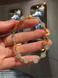 Icy Jadeite Bead Bracelet with 24K Gold