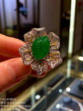 Convertible Jadeite Floral Ring, Pendant & Brooch with 18K Gold and Diamonds
