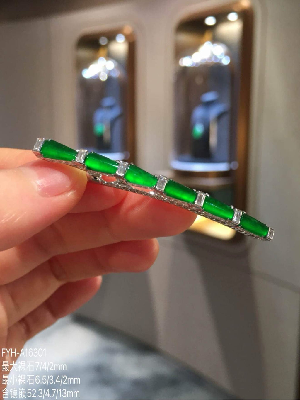 Imperial Green Glass Jadeite Hair Clip with 18K Gold and Diamonds