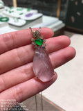 Glassy Jadeite Leaf Pendant with 18K Gold and Diamonds